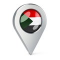Map pointer with flag of Sudan, 3D rendering Royalty Free Stock Photo