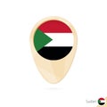 Map pointer with flag of Sudan. Orange abstract map icon Royalty Free Stock Photo