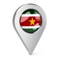 Map pointer with flag of Suriname, 3D rendering Royalty Free Stock Photo