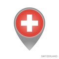 Map pointer with flag of Switzerland Royalty Free Stock Photo