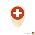 Map pointer with flag of Switzerland. Orange abstract map icon Royalty Free Stock Photo
