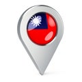 Map pointer with flag of Taiwan, 3D rendering Royalty Free Stock Photo