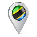 Map pointer with flag of Tanzania, 3D rendering Royalty Free Stock Photo
