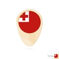 Map pointer with flag of Tonga. Orange abstract map icon Royalty Free Stock Photo