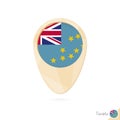 Map pointer with flag of Tuvalu. Orange abstract map icon Royalty Free Stock Photo