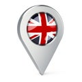 Map pointer with flag of the United Kingdom, 3D rendering Royalty Free Stock Photo