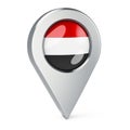 Map pointer with flag of Yemen, 3D rendering Royalty Free Stock Photo
