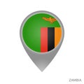 Map pointer with flag of Zambia