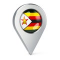 Map pointer with flag of Zimbabwe, 3D rendering Royalty Free Stock Photo