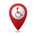 Map pointer with handicap icon Royalty Free Stock Photo