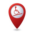 Map pointer with handicap icon Royalty Free Stock Photo