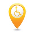 Map pointer with handicap icon Royalty Free Stock Photo