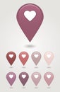 Map pointer with heart icon