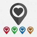 Map pointer heart icon