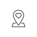 Map pointer with heart line icon Royalty Free Stock Photo