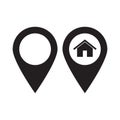 Map pointer house icon, maps pin. Location map icon.