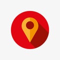 Map pointer icon in flat design style. Location pin, gps marker symbol for websites and mobile navigation apps Royalty Free Stock Photo