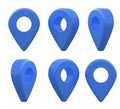 Map pointer icon. GPS location symbol. Pointer blue pin marker for travel place. Location symbols set isolated on white background Royalty Free Stock Photo