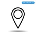 Map pointer icon. GPS location symbol. Thick line, linear design style. Royalty Free Stock Photo