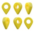 Map pointer icon. GPS location symbol. Pointer yellow pin marker for travel place. Location symbols set isolated on white Royalty Free Stock Photo