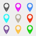 Map pointer icon. Gray background. Vector illustration. Royalty Free Stock Photo