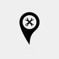 Map pointer icon. Gray background. Vector illustration. Royalty Free Stock Photo