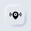 Map pointer icon. Location icon. Map pointer notification. Simple looking for signal. Neumorphic UI UX white user interface web