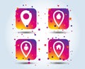 Map pointer icons. Home, food and user location. Royalty Free Stock Photo