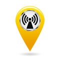 Map pointer. Index electromagnetic field areas on the map. Safety symbol.
