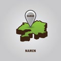 Map pointer indicating namur on namen map. Vector illustration decorative design Royalty Free Stock Photo