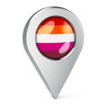 Map pointer with lesbian flag, 3D rendering Royalty Free Stock Photo
