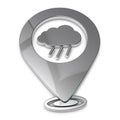 Map Pointer, Location Finder, Weather Icon - Silver Metallic 3D Illustration - Isolated On White Background Royalty Free Stock Photo