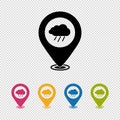 Map Pointer, Location Finder, Weather Icon - Vector Illustration Isolated On Transparent Background Royalty Free Stock Photo