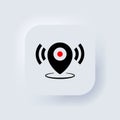 Map pointer. Location icon. Map pointer notification icon. Looking for signal. Neumorphic UI UX white user interface web button. Royalty Free Stock Photo