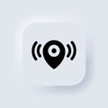 Map pointer. Location icon. Map pointer notification icon. Looking for signal. Neumorphic UI UX white user interface web button. Royalty Free Stock Photo