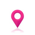 Map pointer, location icon, pink pin on white