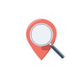 Map Pointer Location Search Using Magnifying Glass for Discovery or GPS Tracking Royalty Free Stock Photo