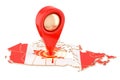 Map pointer on the map of Canada, 3D rendering Royalty Free Stock Photo