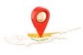 Map pointer on the map of Cyprus, 3D rendering Royalty Free Stock Photo