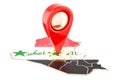 Map pointer on the map of Iraq, 3D rendering Royalty Free Stock Photo