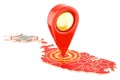 Map pointer on the map of Malta, 3D rendering Royalty Free Stock Photo