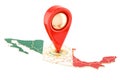 Map pointer on the map of Mexico, 3D rendering Royalty Free Stock Photo