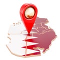 Map pointer on the map of Qatar, 3D rendering Royalty Free Stock Photo