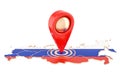 Map pointer on the map of Russia, 3D rendering Royalty Free Stock Photo