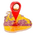 Map pointer on the map of Sri Lanka, 3D rendering Royalty Free Stock Photo