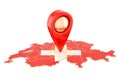 Map pointer on the map of Switzerland, 3D rendering Royalty Free Stock Photo