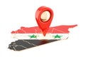 Map pointer on the map of Syria, 3D rendering Royalty Free Stock Photo