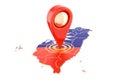 Map pointer on the map of Taiwan, 3D rendering Royalty Free Stock Photo