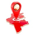 Map pointer on the map of Tunisia, 3D rendering Royalty Free Stock Photo