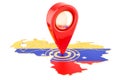 Map pointer on the map of Venezuela, 3D rendering Royalty Free Stock Photo
